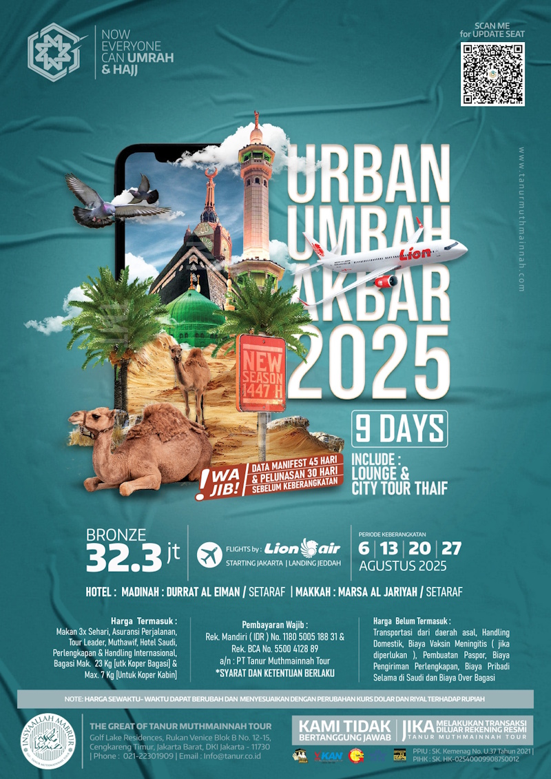 Umroh Reguler 9 hari – Agustus 2025
